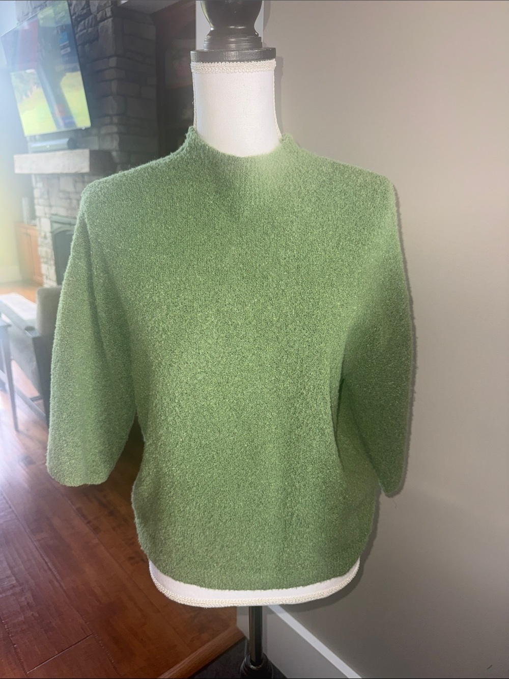 Abercrombie & Fitch Green Textured Boucle Knit Sweater Top Size Small